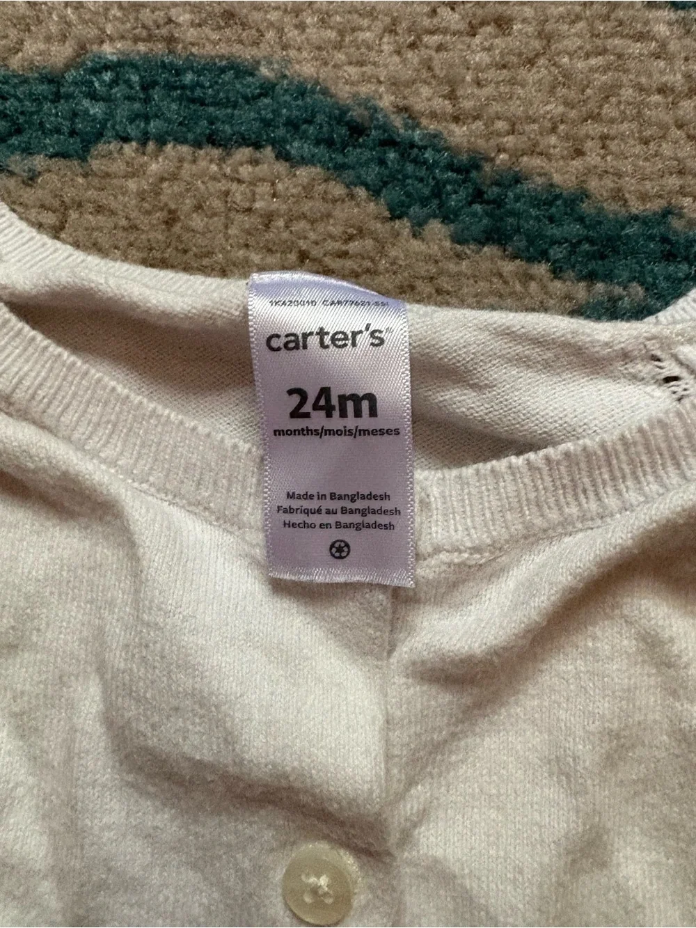 Carter’s White Button Up Cardigan 24 Months